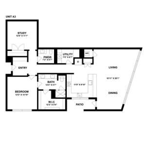 A3 | 1 Bed 1.5 Bath | from 1315 square feet
