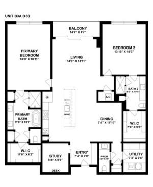 B3B | 2 Bed 2.5 Bath | from 1879 square feet