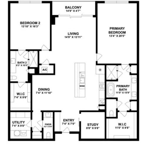 B3C | 2 Bed 2.5 Bath | from 1876 square feet