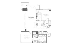 Two Bedroom Two Bath (1,172 SF)