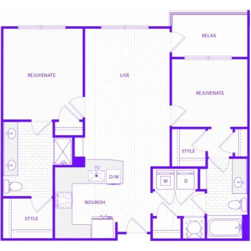 The Rush | 2 bed  2 bath | 1200 sq ft