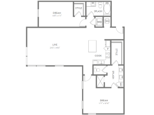 Two Bedroom Two Bath (1513 SF)