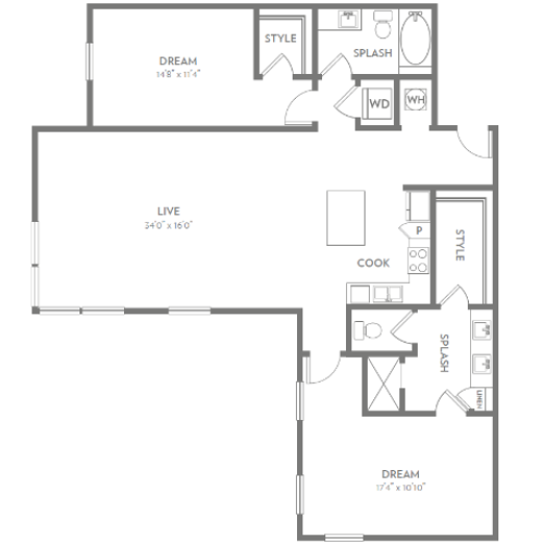 Two Bedroom Two Bath (1513 SF)