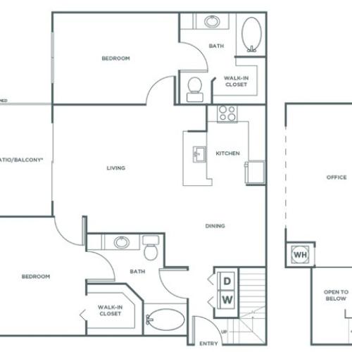 Two Bedroom Two Bath (1337 SF)