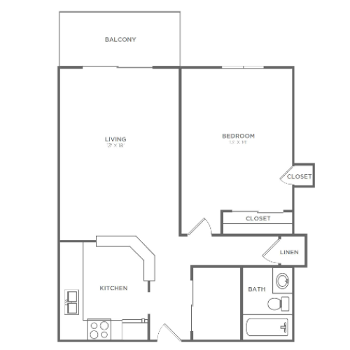1 Bedroom 1 Bathroom A2 | from 800 sq ft