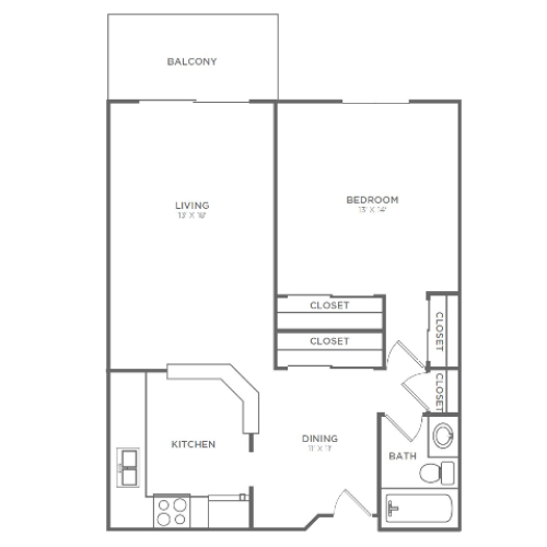 1 Bedroom 1 Bathroom A1r | from 767 sq ft