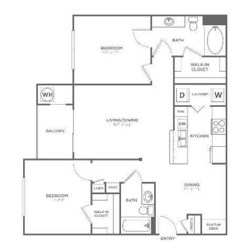 B2 Sophisticated | 2 bed 2 bath | from 1073 square feet