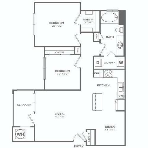 B1 Sophisticated | 2 bed 1 bath | from 954 square feet