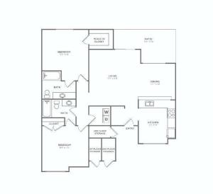 Two Bedroom Two Bath (1268 SF)