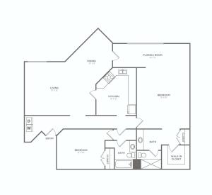 Two Bedroom Two Bath (1180 SF)