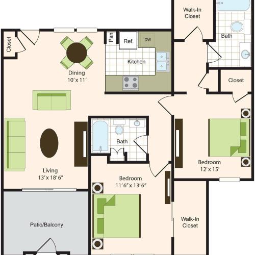 A1 1 Bed Apartment The Creole On, Creole House Floor Plans