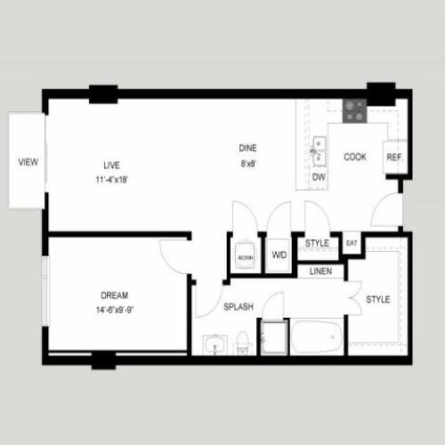 The Enfield | 1 bed 1 bath | from 874 square feet