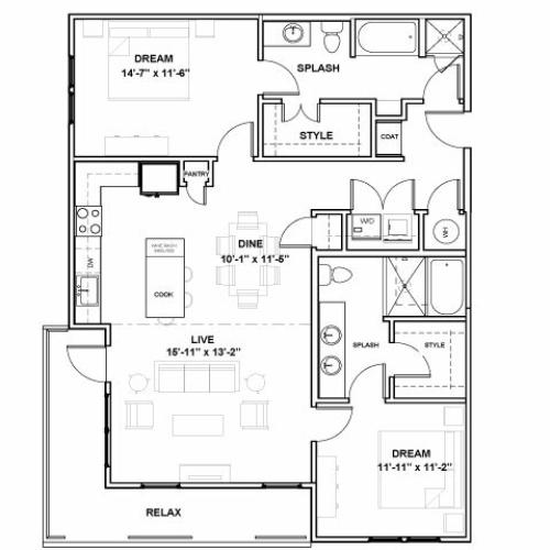 West End Podium | 2 bed 2 bath | from 1252 square feet