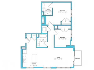o-2f | 2 bed 2 bath | from 1035 square feet
