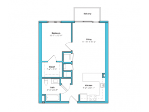 o-1a | 1 bed 1 bath | from 690 square feet