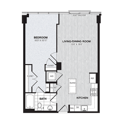 A2 | 1 bed 1 bath | from 765 square feet