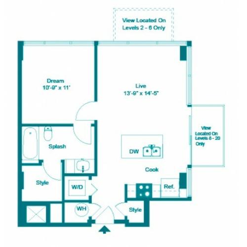 Midnight | 1 bed 1 bath | from 702 square feet