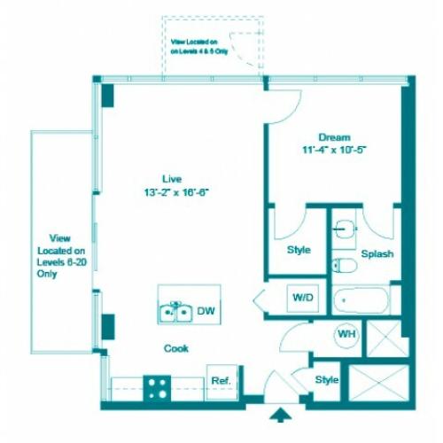 Teal | 1 bed 1 bath | from 728 square feet