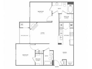 Two Bedroom Two Bath (1073 SF)