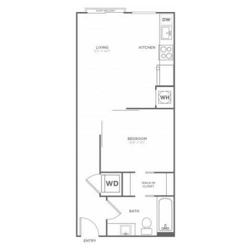 A3 | 1 bed 1 bath | from 529 square feet