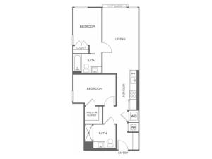 Two Bedroom Two Bath (878 SF)
