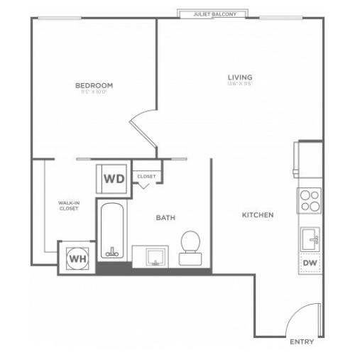 A9 | 1 bed 1 bath | from 595 square feet