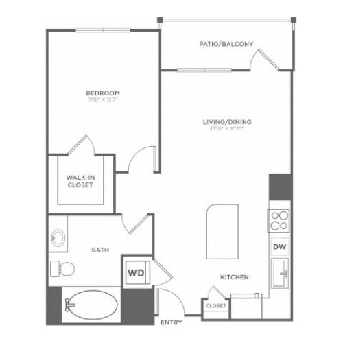A1 | 1 bed 1 bath | from 789 square feet