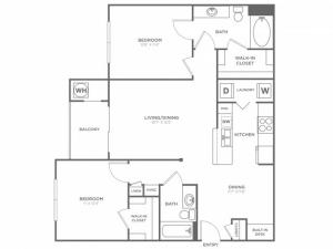 B2 Classic | 2 bed 2 bath | from 1073 square feet