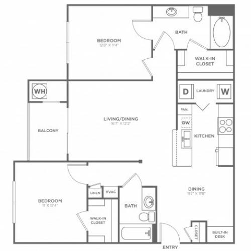B2 Classic | 2 bed 2 bath | from 1073 square feet