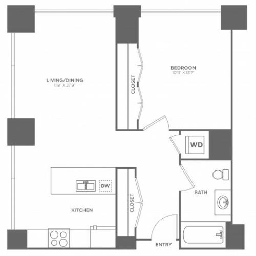 1B Curie | 1 bed 1 bath | from 785 square feet