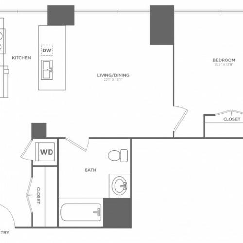 1JJ Page | 1 bed 1 bath | from 833 square feet