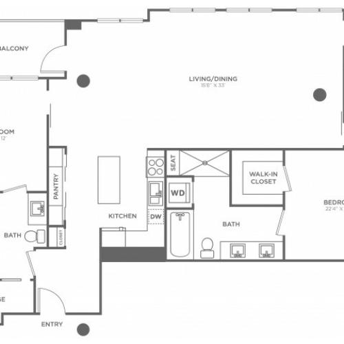 J | 2 bed 2 bath | from 1610 square feet
