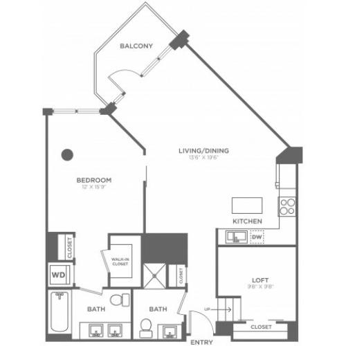D2 | 1 bed 2 bath | from 1120 square feet
