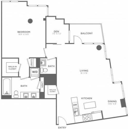 K | 1 bed 2 bath | from 1200 square feet