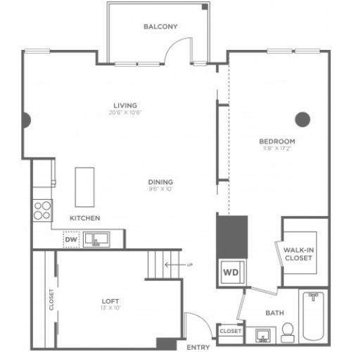 M | 1 bed 1 bath | from 1010 square feet