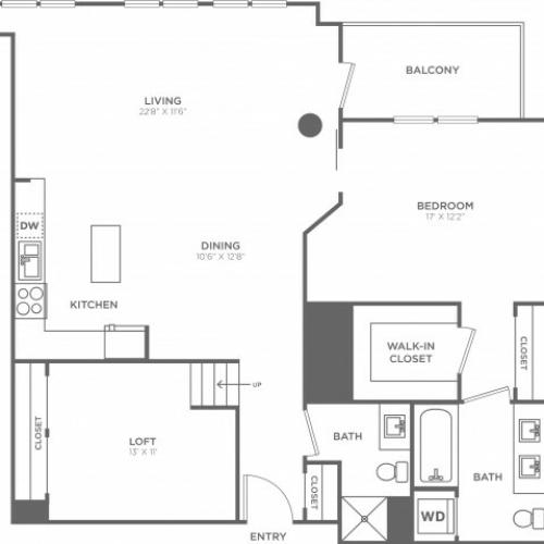 E2 | 1 bed 2 bath | from 1290 square feet
