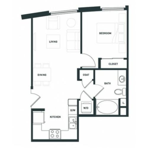 A1 | 1 bed 1 bath | from 576 square feet