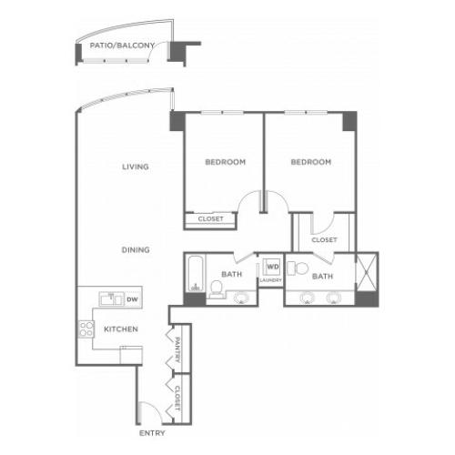 Plan1 | 2 bed 2 bath | from 1202 square feet
