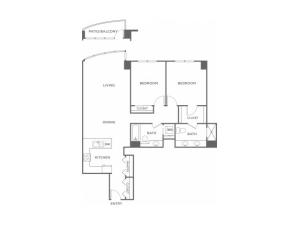 Plan 1 | 2 bed 2 bath | from 1267 square feet