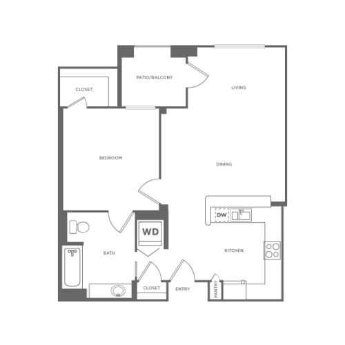 A1 | 1 bed 1 bath | from 719 square feet