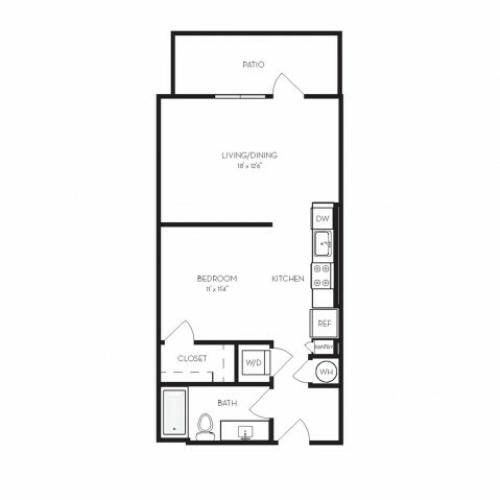 A1 | 1 bed 1 bath | from 607 square feet