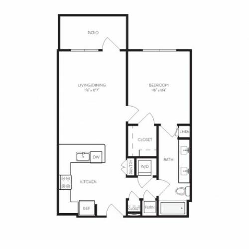 A2 | 1 bed 1 bath | from 715 square feet