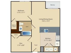 1 Bed/ Den B2 | 1 bed 1 bath | from 752 square feet
