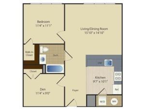 1 Bed/ Den B3 | 1 bed 1 bath | from 785 square feet