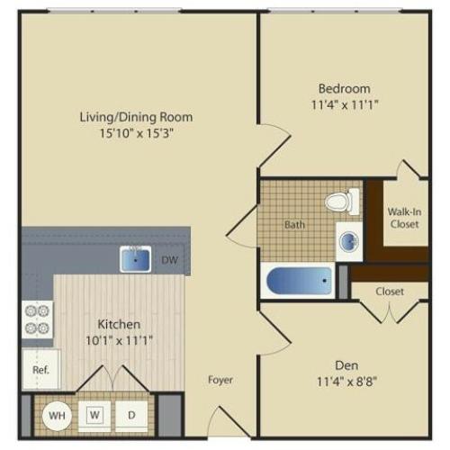 1 Bed/ Den B4 | 1 bed 1 bath | from 785 square feet