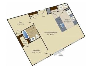 1 Bed/ Den D3 | 1 bed 1 bath | from 877 square feet