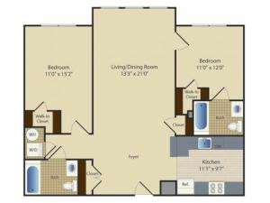 2 Bed A3 | 2 bed 2 bath | from 1034 square feet