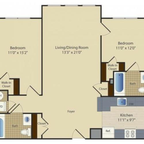 2 Bed A3 | 2 bed 2 bath | from 1034 square feet