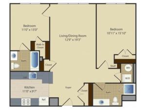 2 Bed A5 | 2 bed 2 bath | from 1001 square feet