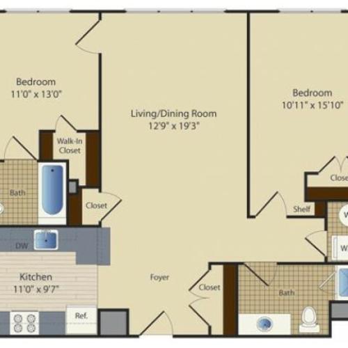 2 Bed A5 | 2 bed 2 bath | from 1001 square feet